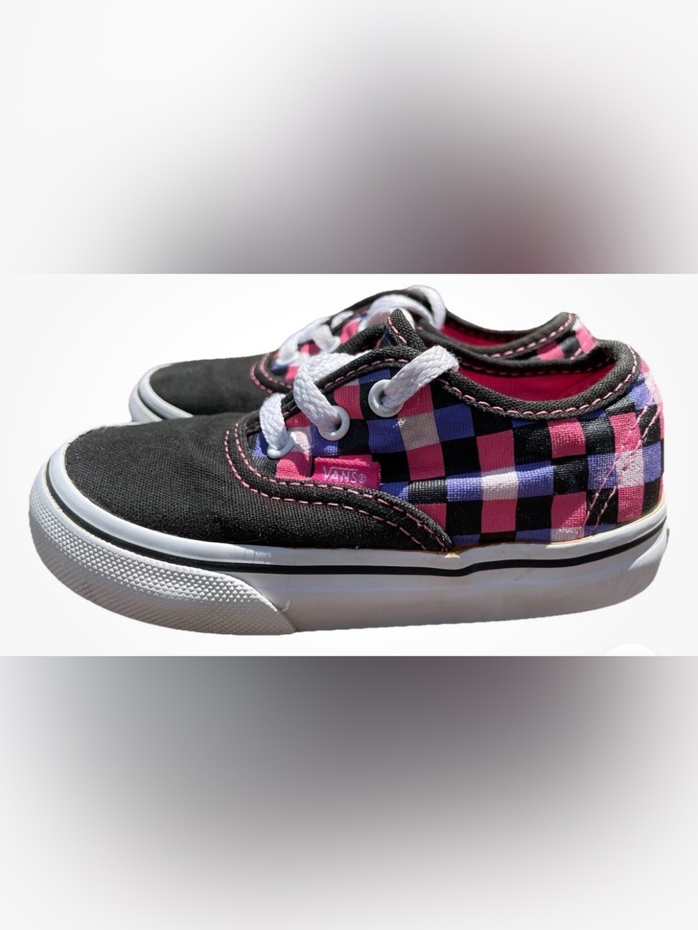Vans Toddler Authentic Pink and Purple Checkerboard Sneakers, Size 6.5